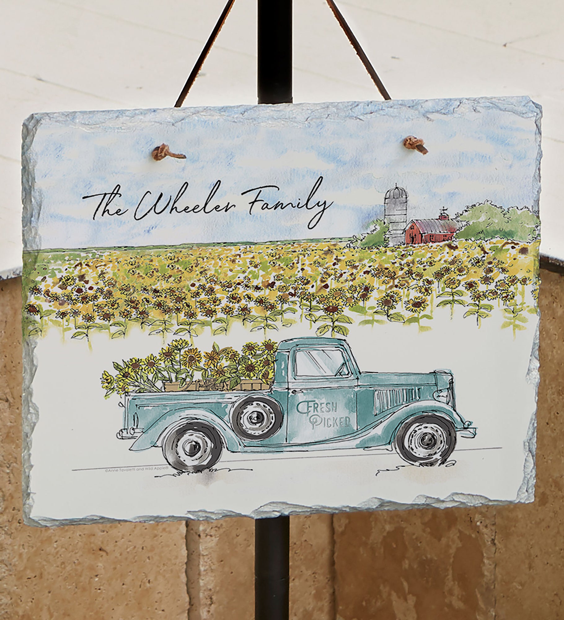 Sunflower Truck Personalized Slate Plaque